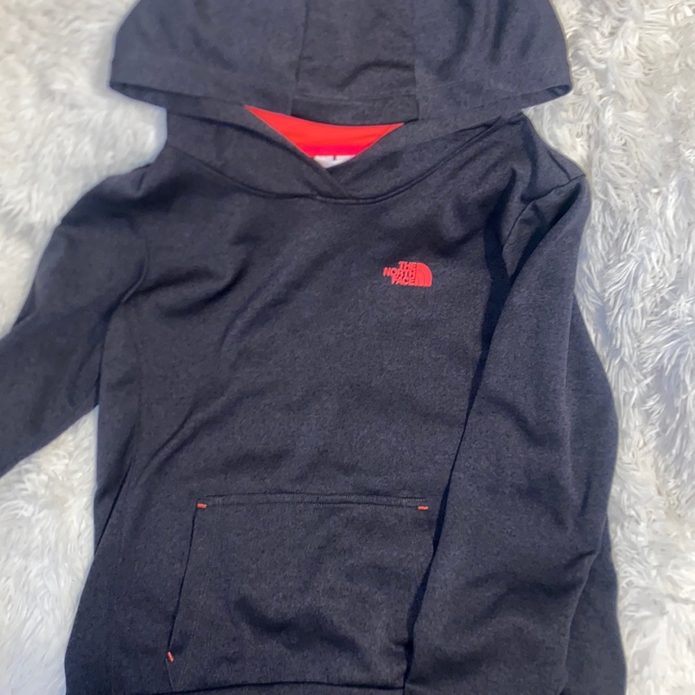 Gray and pink cute and comfy The North Face hoodie